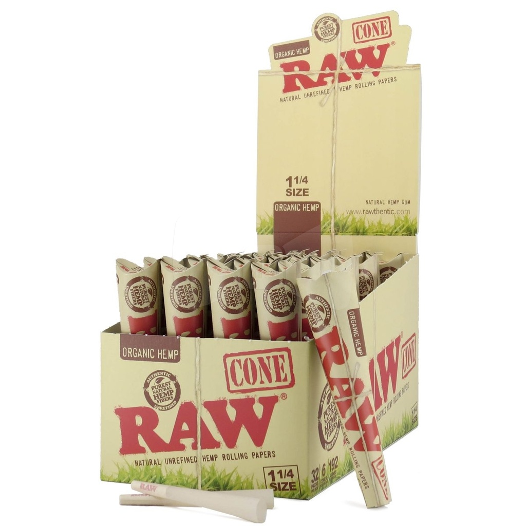 RAW Cone Organic Hemp 6 Pack 1 1/4 Size 32 Ct