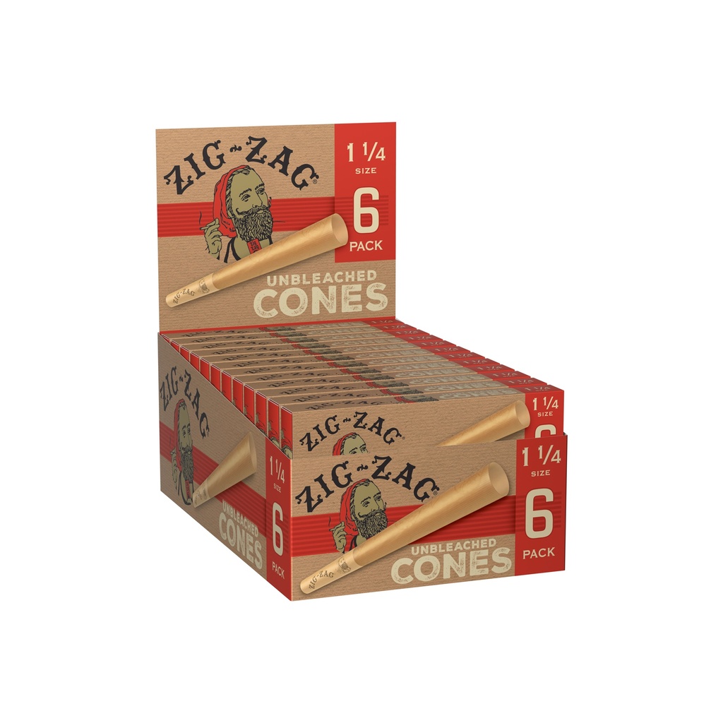 Zig Zag (Cones) 1 1/4 Unbleached (6 Pack)