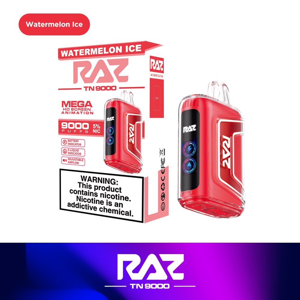 RAZ TN9000 Disposable (9k Puff - 5% Nic - 5Ct - 60ML) Box